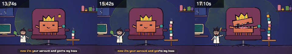 Frames from boss at 0:13, 0:15, 0:17