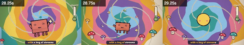 Frames from shrooms at 0:28, 0:28, 0:29