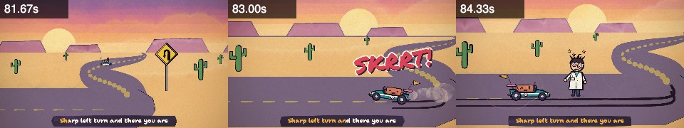 Frames from road at 1:21, 1:23, 1:24