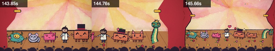 Frames from bows at 2:23, 2:24, 2:25